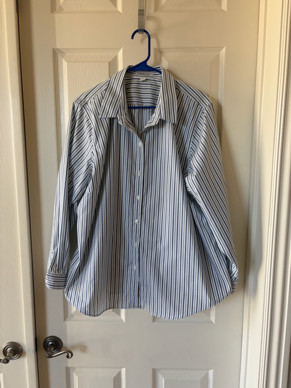 Coldwater Creek Blue and White Striped Blouse